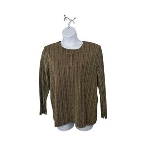 Alfred Dunner Metallic Gold And Black Cardigan Set Size 14 Built In Tank